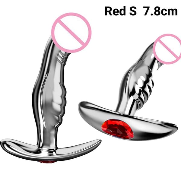 1 st metall dildo analplugg prostatastimuleringsmassageverktyg annons Black M