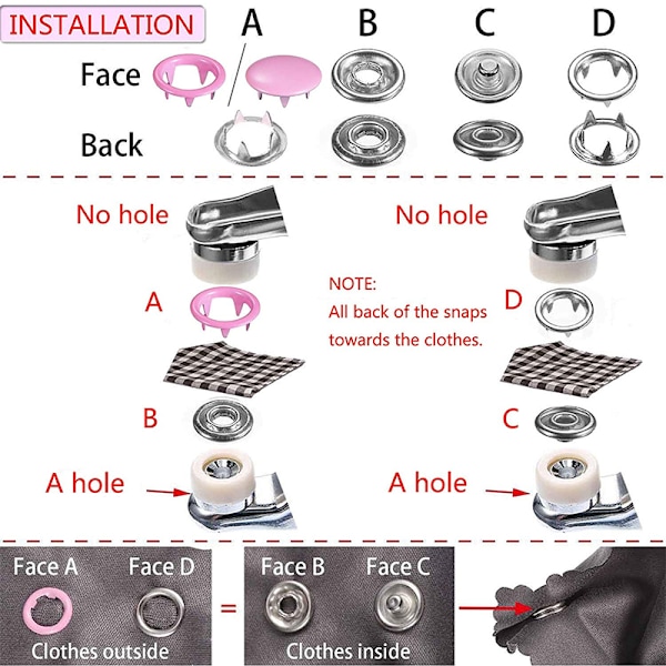 Tångverktyg Metallsömnadsknappar Hollow Solid Prong Press B