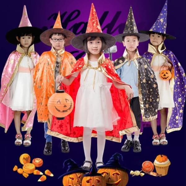 2 stk./sæt børns børns halloween kostume heks kappe kappe og Black
