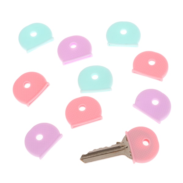 10 stk Blandede farger PVC-nøkler Caps Topper Elastisk etui for DIY-nøkkel
