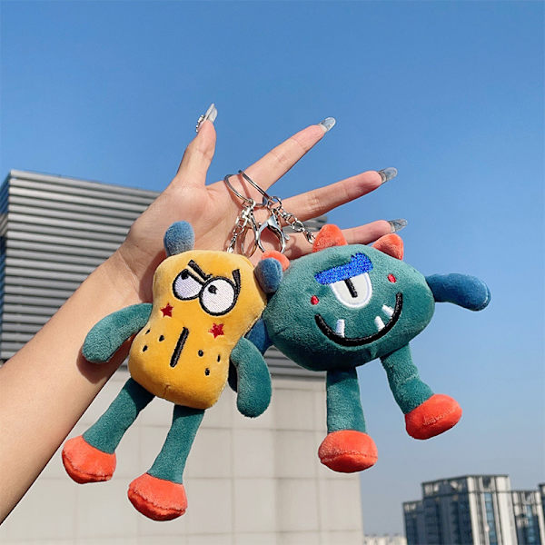 Plysch djurnyckelring Little Monster Cartoon Bag Pendant Girl T Yellow