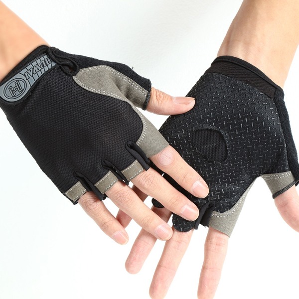 Half Finger Glove Gym Fitness Anti-Slip Gel Pad Handsker garanterer L
