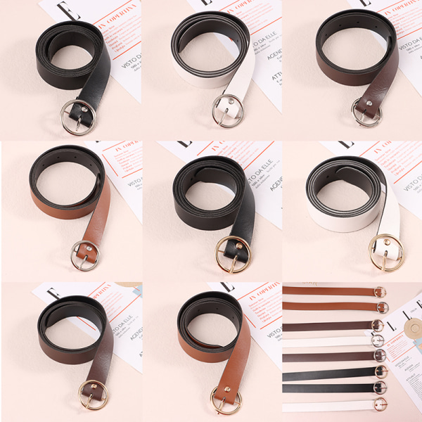 100CM Læderbælte Taljebælte Metal Circle Spænde Taljebælte Pa 1#-Silver Buckle