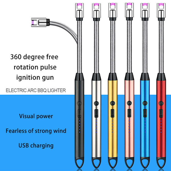 Multifunktionel elektrisk lighter USB genopladelig bærbar el Black