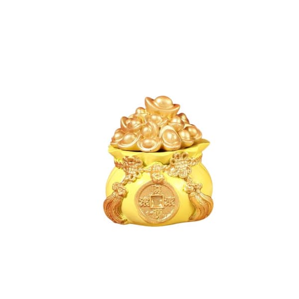 Prydfigur i harpiks, pengepose, klassisk stil, skrivebord, bilpynt, bord Yellow