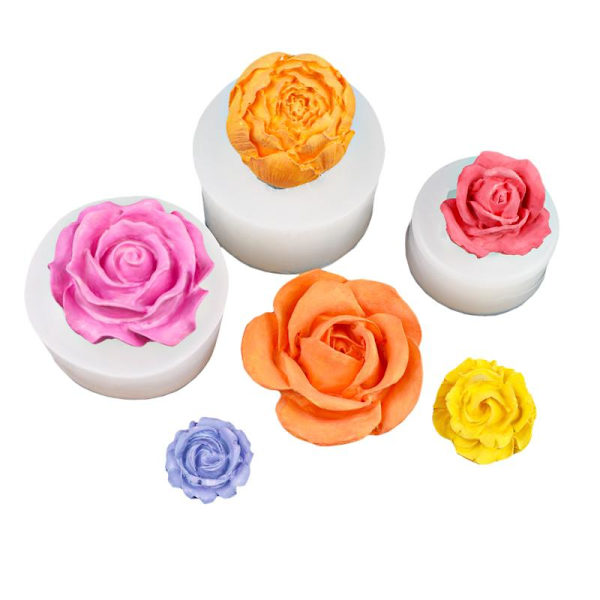 3D Rose Blomst Silikone Lysform Håndlavet Sæbefremstilling Epoxy 2