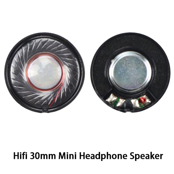2 stk Hifi 30mm Mini Hodetelefon Høyttalerenhet 32ohm Over Ear Heads