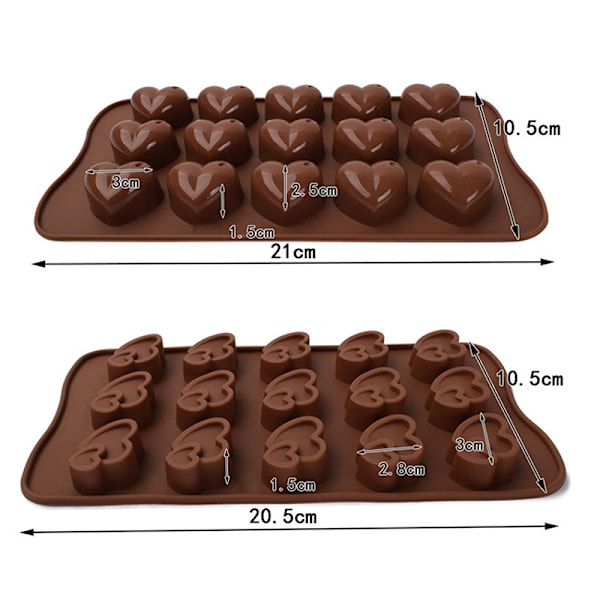 15/10 Cavity Love Heart Silikonform Sjokoladeform Godteris C