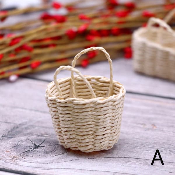 1:12 Dukkehus Miniature Opbevaringskurv Vævet Frame Flower Bask B