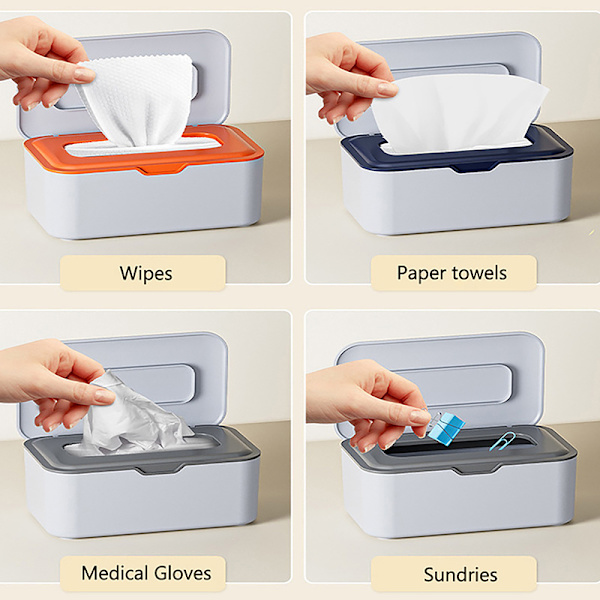 Wet Tissue Box Desktop Seal Baby Wipes Papir Oppbevaringsboks Househ Gray