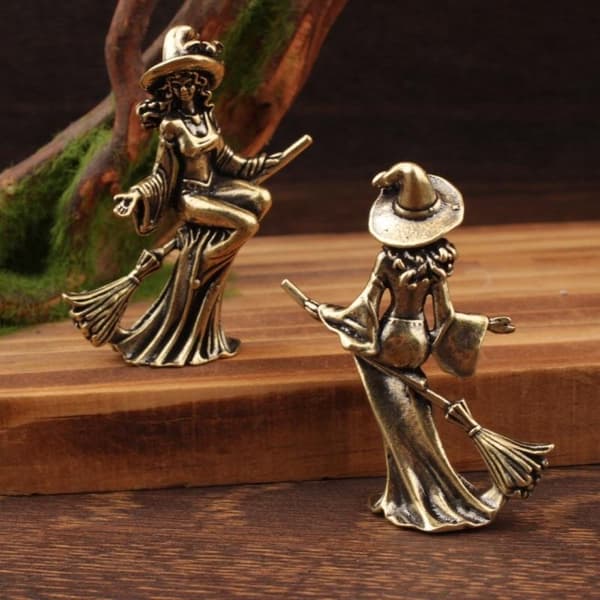 Messing Magisk Heksefigurer Miniatyrer Bordpynt Retro 2PCS
