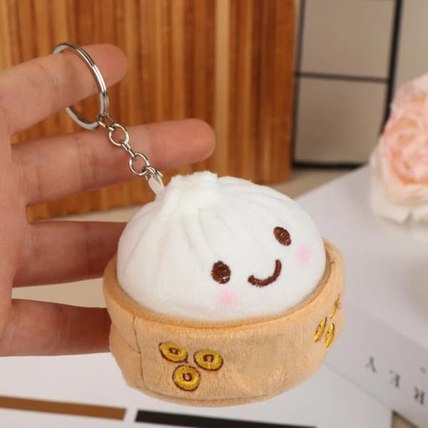Pehmeä pieni pulla-avaimenperä Kawaii-simulaatio sarjakuva pehmohahmo