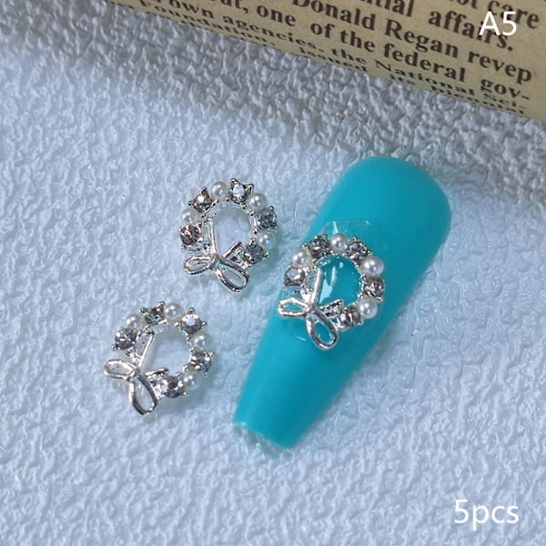 5 st 3D Rhinestone Crystal Nagelkonst Garland Pärla Hängande Charms A5