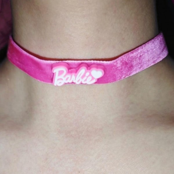 Y2k Spicy Girl Pink Velvet Barbie Collar Neckchain Choker For G Pink