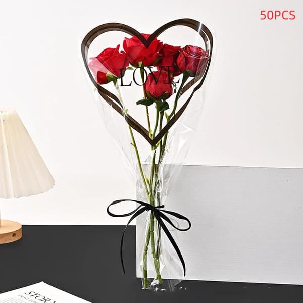 Transparenta rosförpackningspåsar Blomsterbukett Plastpåse Bukett Black