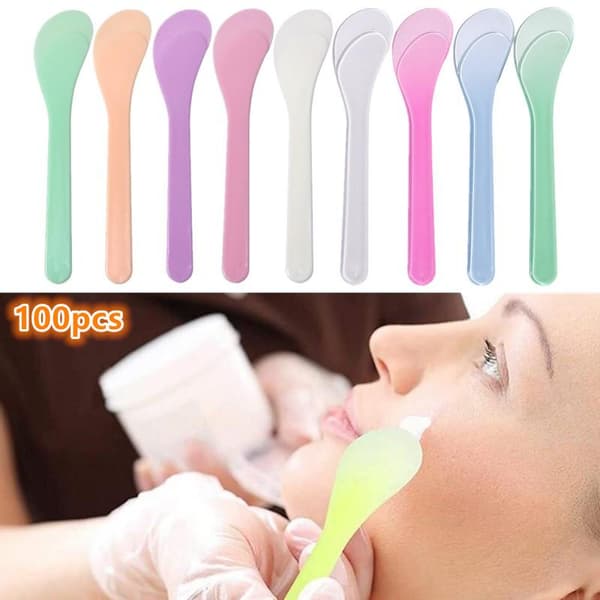 100 stk. engangs makeupspatler kosmetisk lille ske til ansigtet Multicolor