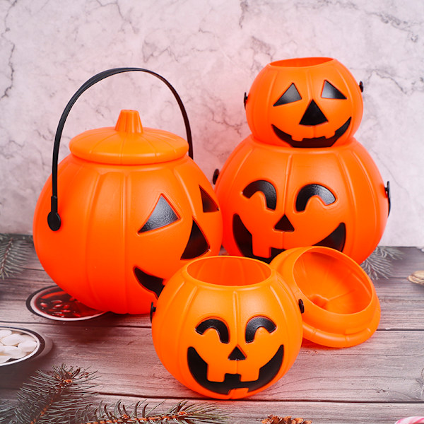 Halloween Christams Party Props Plast Pumpkin Bucket Candy Bo C