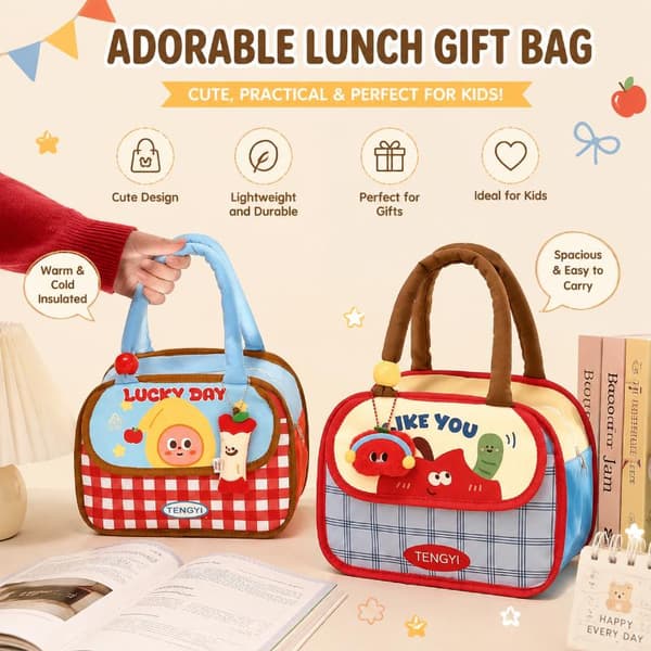 Kawaii Tecknad Isolerad Lunchväska Söt Tryckt Termisk C