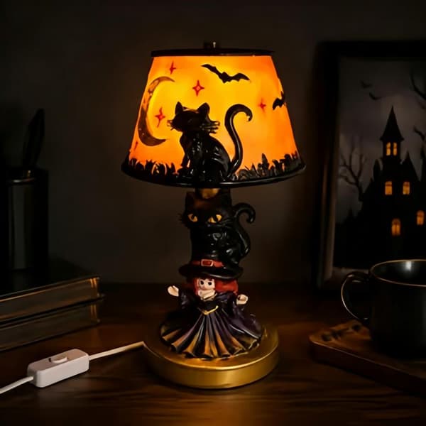 Halloween Græskar Kranie Bordlampe Natlys Spooky Atmosfære A
