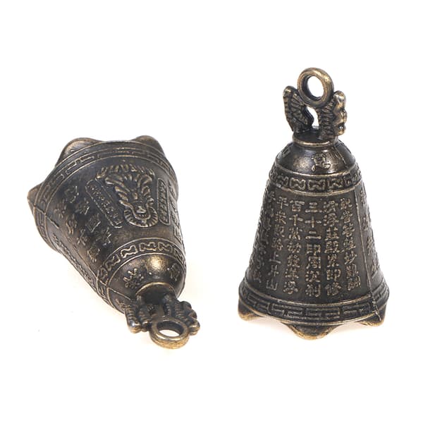 2 st antika klocka Kina mini mässing koppar skulptur be Guan