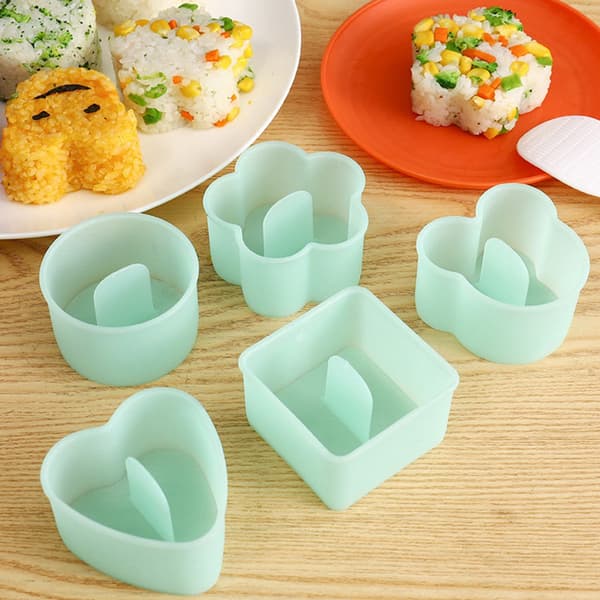 5 stk Cartoon Shape Risbold Sæt Sushi Form Bento Stamper Kitc Blue