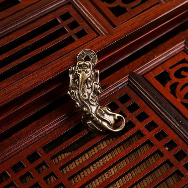 Kobber Mythisk Væsen Pixiu Miniature Figurer Ornamenter Messing A1