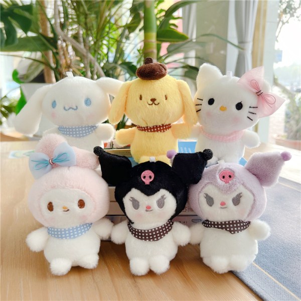 Tecknad figur plysch nyckelring Sanrio Keychians Kawaii plysch till A4