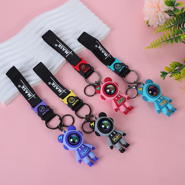 Cartoon Lightning Bear Keychain och Astronaut Bear Doll Keyring B Pink