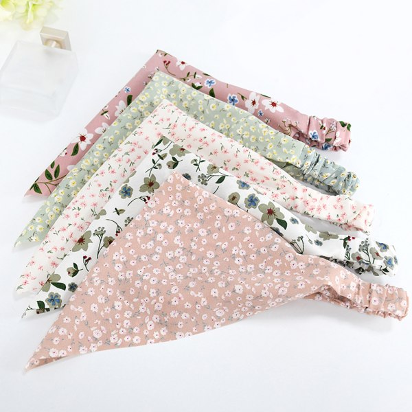 Kvinner mykt hodeskjerf Floral hår Bandana Trekant hodeskjerf 02