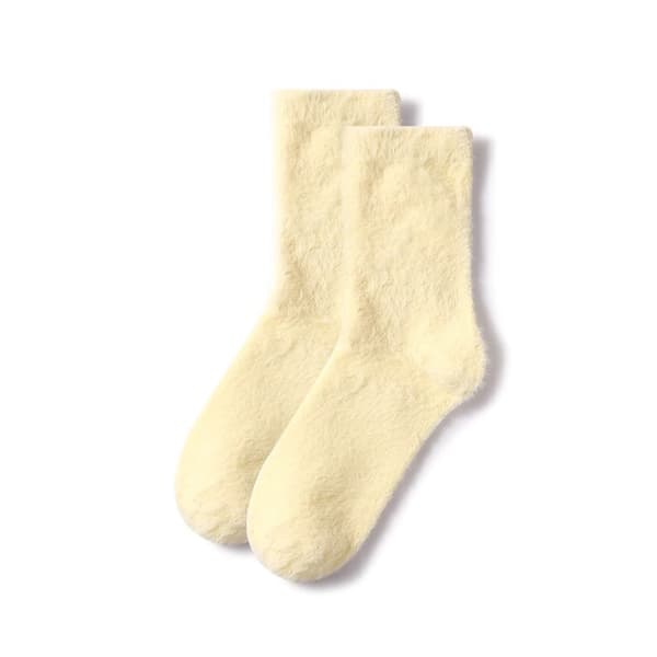 Super bløde sokker mink fleece til kvinder Ensfarvede vintervarm Yellow