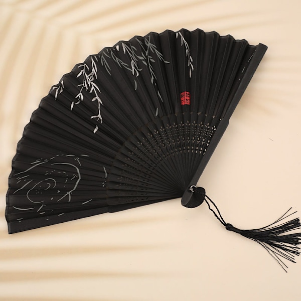 Folding Fan Wooden Shank Klassisk Danse Fan Høy Kvalitet Tass B