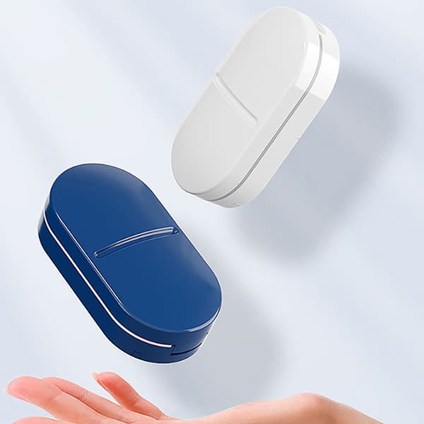 Pill ter Box Medisin Box Tablet Pill Splitter Grinder Crusher Blue