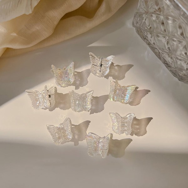 10 Stk Mini Hårklips Claw Lady Girls Braided Butterfly Clip Tra White