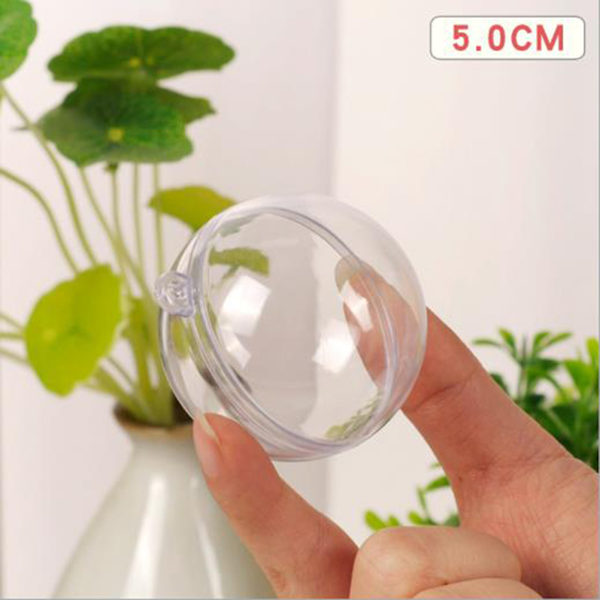 Gennemsigtig åben plast juledekoration kuglekugle ornament 5CM