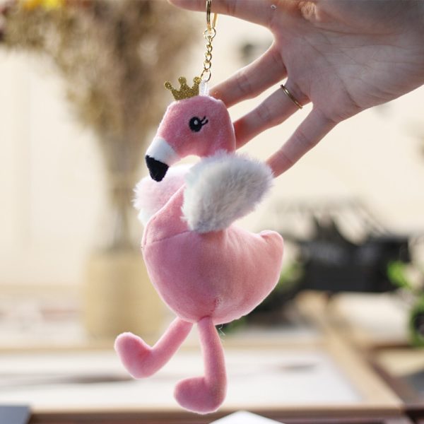 Cartoon Flamingo Doll Nøkkelringer Flamingo Plysj Myk Utstoppet Ani D