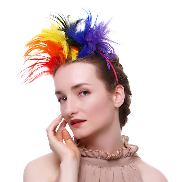 Fjäder Hårband Carnival Party Head Dekoration Dans Performan Rose red