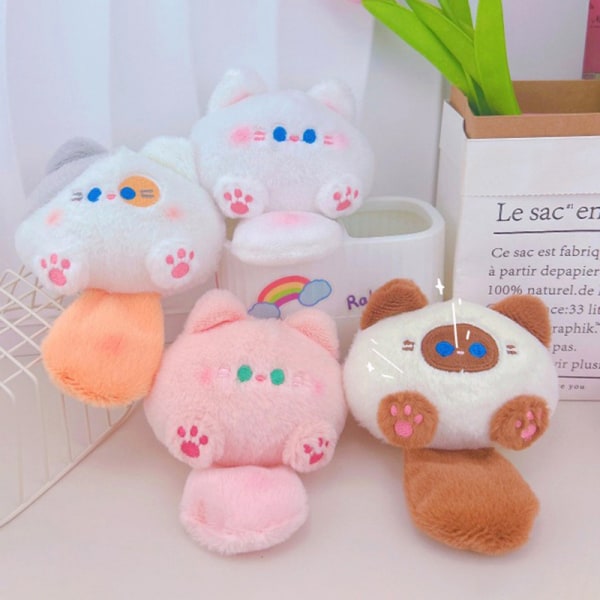 Tuan Tuan Meow Pendant Squeaking Tail e Cat Plush Doll Key Chai Brown