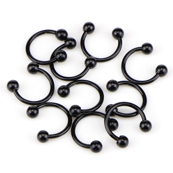 10 STK Rustfritt stål Horseshoe Bar Lip Nese Septum Øre Ring Silver 10mm
