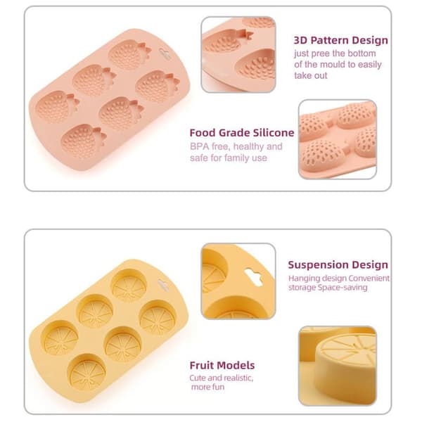 Vattenmelon Jordgubbe Citronformad Silikonform DIY Fondant Pu 3PCS