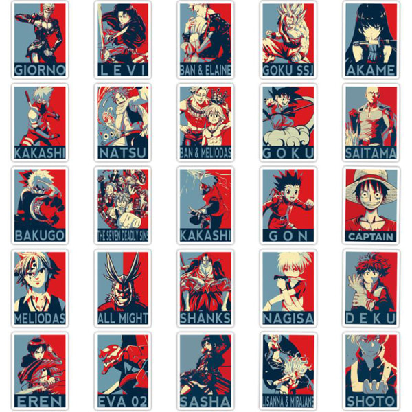 50 Stk Anime Plakat Stickers Til Notebook Bagage Guitar PVC Gra