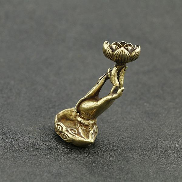 Ren kobber tilbagestrømning røgelse Buddha hånd lotus messing røgelse fr