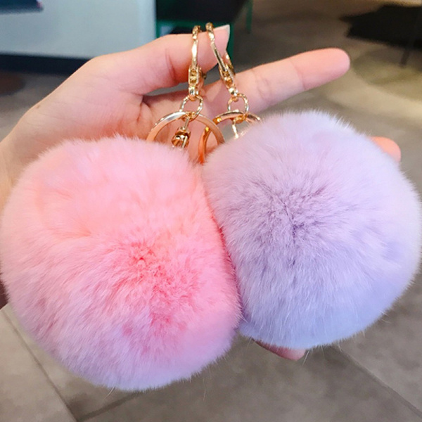 8cm e Key Soft Fluffy Fur Ball Nøglering Fluffy Key Chains Trink A14