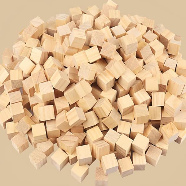 50/200/400 stk. Ufærdige tomme mini DIY træfirkantede klodser 1 cm B50