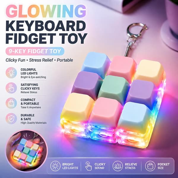 Pastell aron Mini Fidget Tangentbordsleksak Mjuka Tryckknappar 9key Square