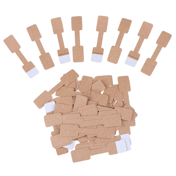 50/100 stk. firkantede blanke prisetiketter for halskjede, ring og smykker 50Pcs