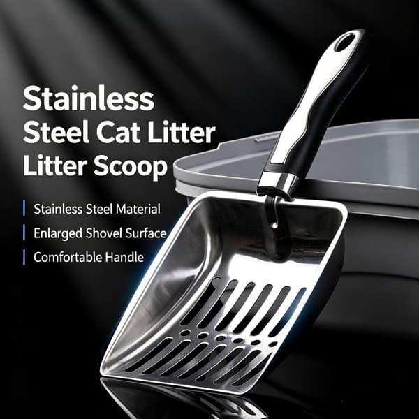 Kattströspade i rostfritt stål Silver