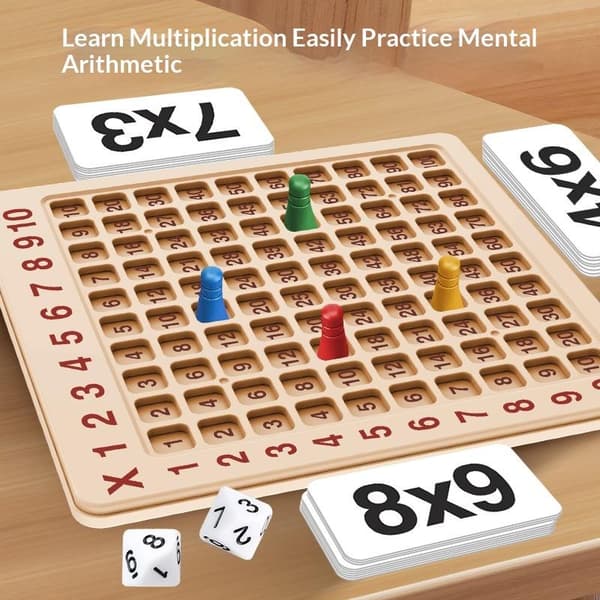 99 Multiplikationsbrädspel i trä Montessori för barn som lär sig 1Set