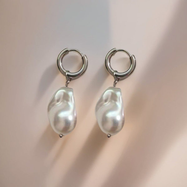 Retro imitasjon barokk perle anheng øredobber for kvinner Nye Li Gold 3.0X10mm