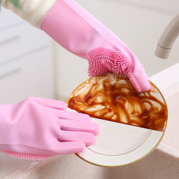 Silikone Handsker Køkken Rengøring Opvask Handsker Gummi Fad Purple a1d9 |  Purple | Fyndiq