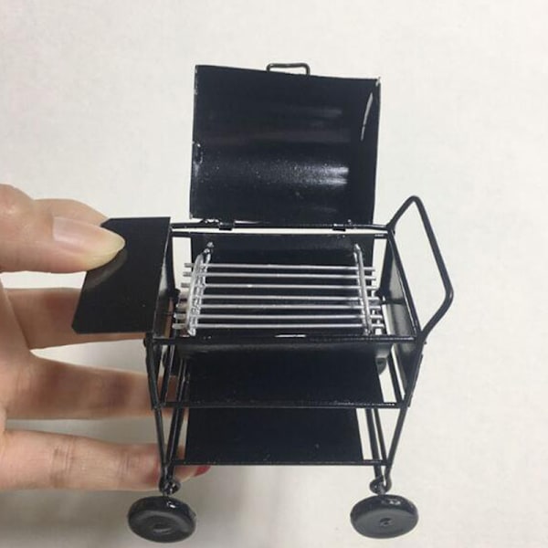 Dukkehus Miniature Sort BBQ Grill Model Køkken Legetøj Til Dukke